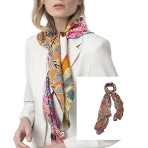 SHARCO 100% Silk Floral Patterned Rectangular Shaped Foulard/Scarf